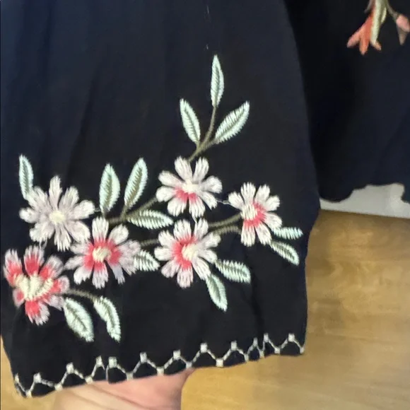 Johnny Was Black Top with Pink Floral Embroidery - Picture 5 of 5